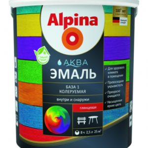 Alpina АКВА Эмаль колеруемая глянц. База1 2,5л / 3,05кг