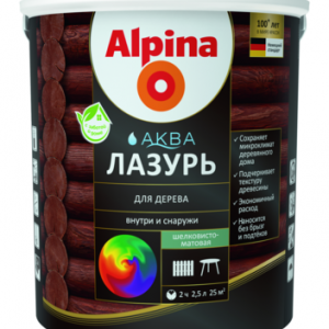 Alpina АКВА Лазурь для дерева цветная Махагон 2,5л / 2,50кг