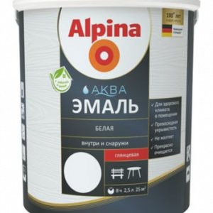 Alpina АКВА Эмаль белая шелк.-мат. 2,5л / 3,05кг
