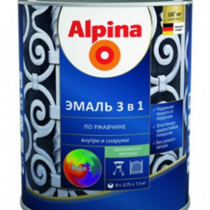 Alpina Эмаль по ржавчине 3 в 1 шелк.-мат. RAL1021 Желтый 2,5л / 2,68кг