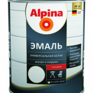 Alpina Эмаль универсальная белая глянц. 2,5л / 2,78кг